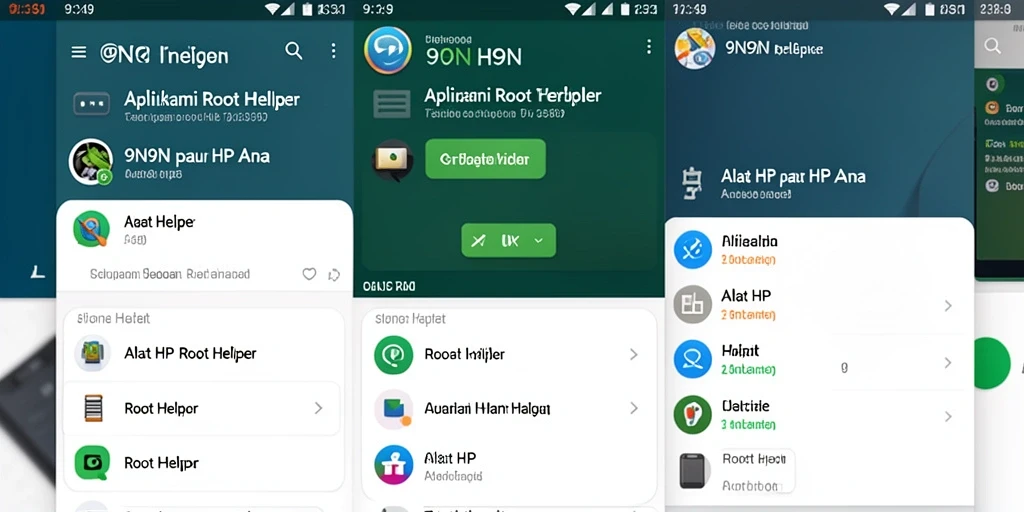 Tampilan antarmuka pengguna aplikasi Root Helper 9N9N.