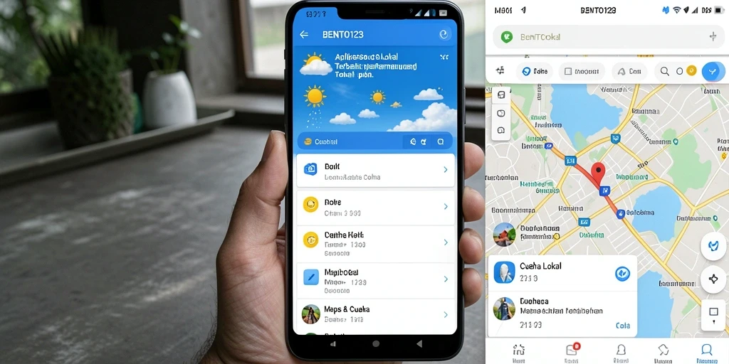 Antarmuka BENTO123 yang menampilkan detail cuaca lokal dengan jelas.