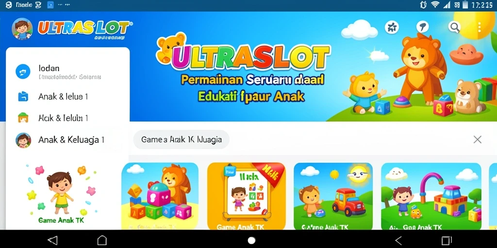 Tampilan antarmuka ULTRASLOT yang ceria dan interaktif untuk anak.