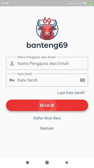 Tampilan halaman login banteng69