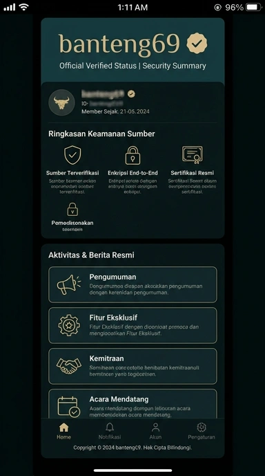 Tampilan kanal resmi banteng69